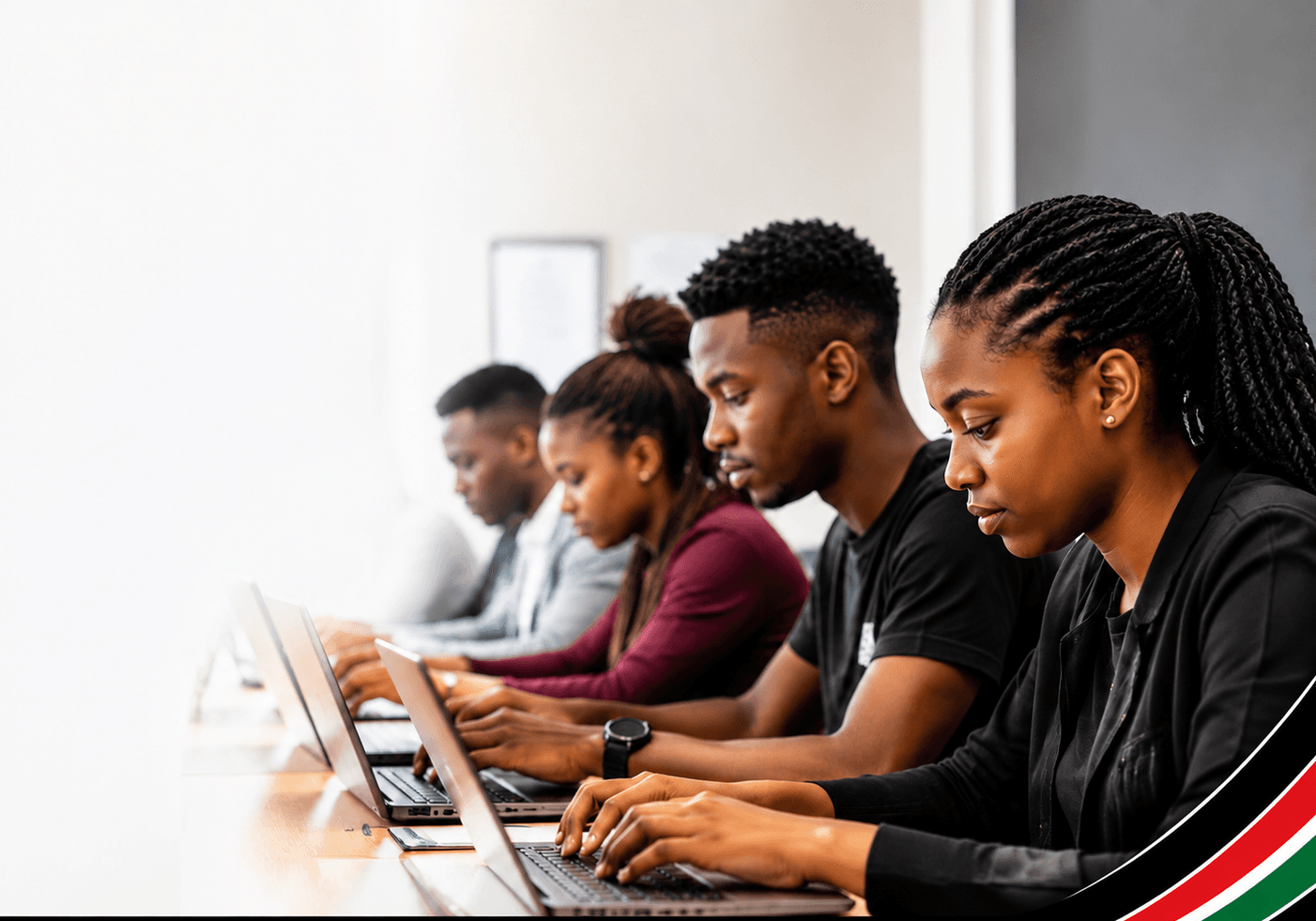Young Kenyan learners building digital skills together